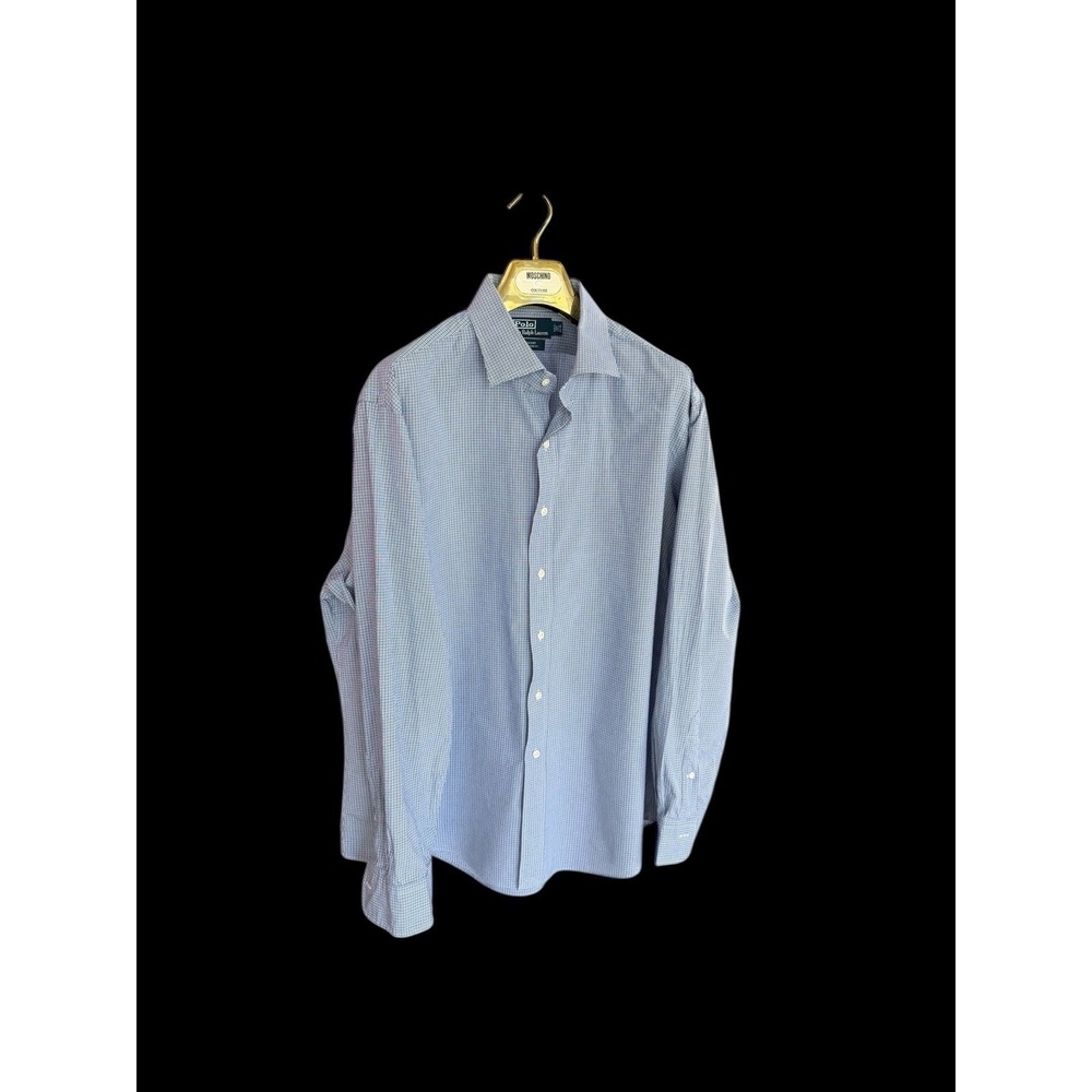 Vintage 90's Ralph Lauren Polo Regent Shirt Mens 17.5 Blue Custom Fit Used